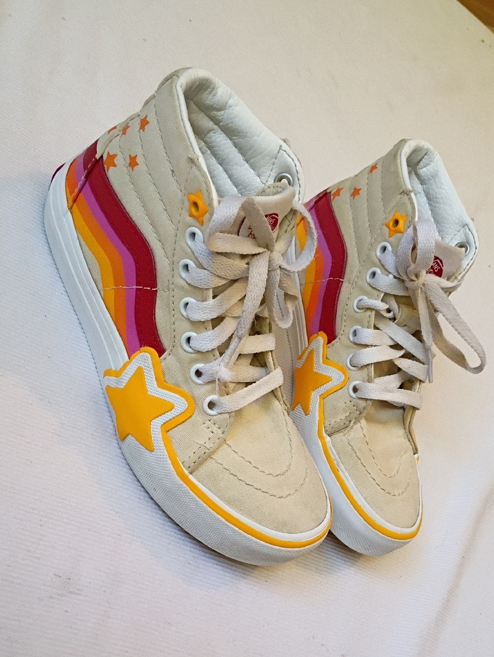 Vans Cream High-Tops With A Shooting Star